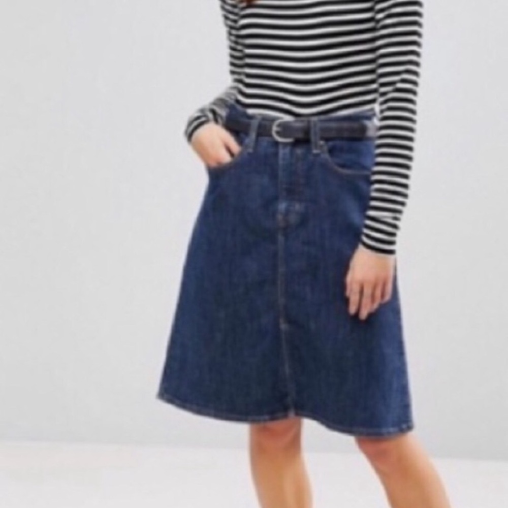 Levi’s Denim Skirt Sz 26 Front Slit Classic Midi Western Cowgirl 70s Boho Y2K